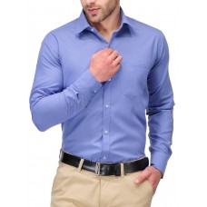 Formals by Koolpals-Cotton Blend Plain Shirt Office Blue Solid